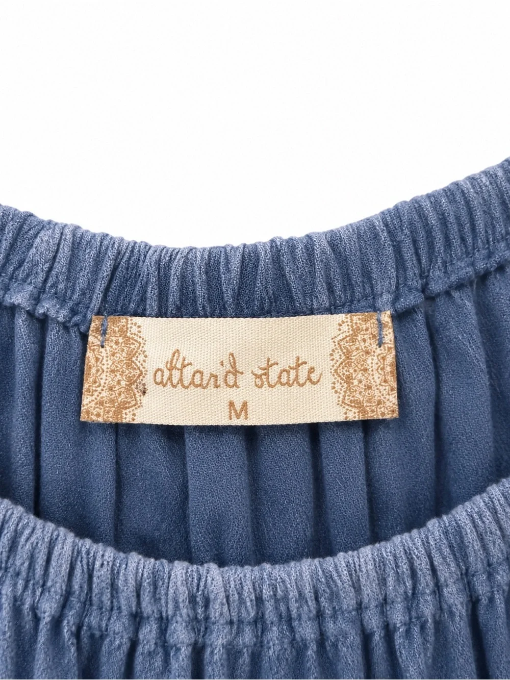 Altar’d State Blue Boho Off-Shoulder Blouse - Picture 3 of 4